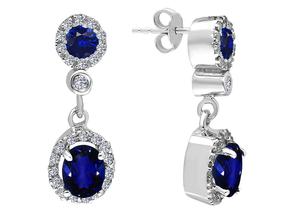 Diamond and sapphire jewelry set in 333 8 carat white gold