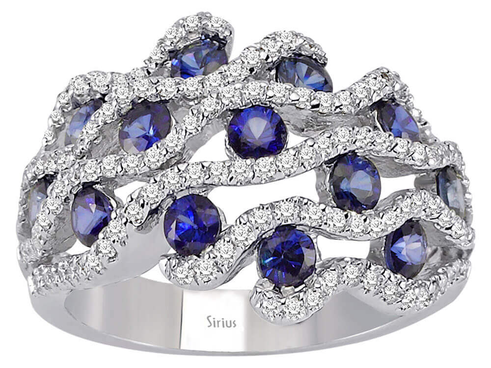 Diamant und Saphir Ring in 585er 14 K Weißgold - handgefertigter Diamantschmuck aus Feingold | Sirius Diamant