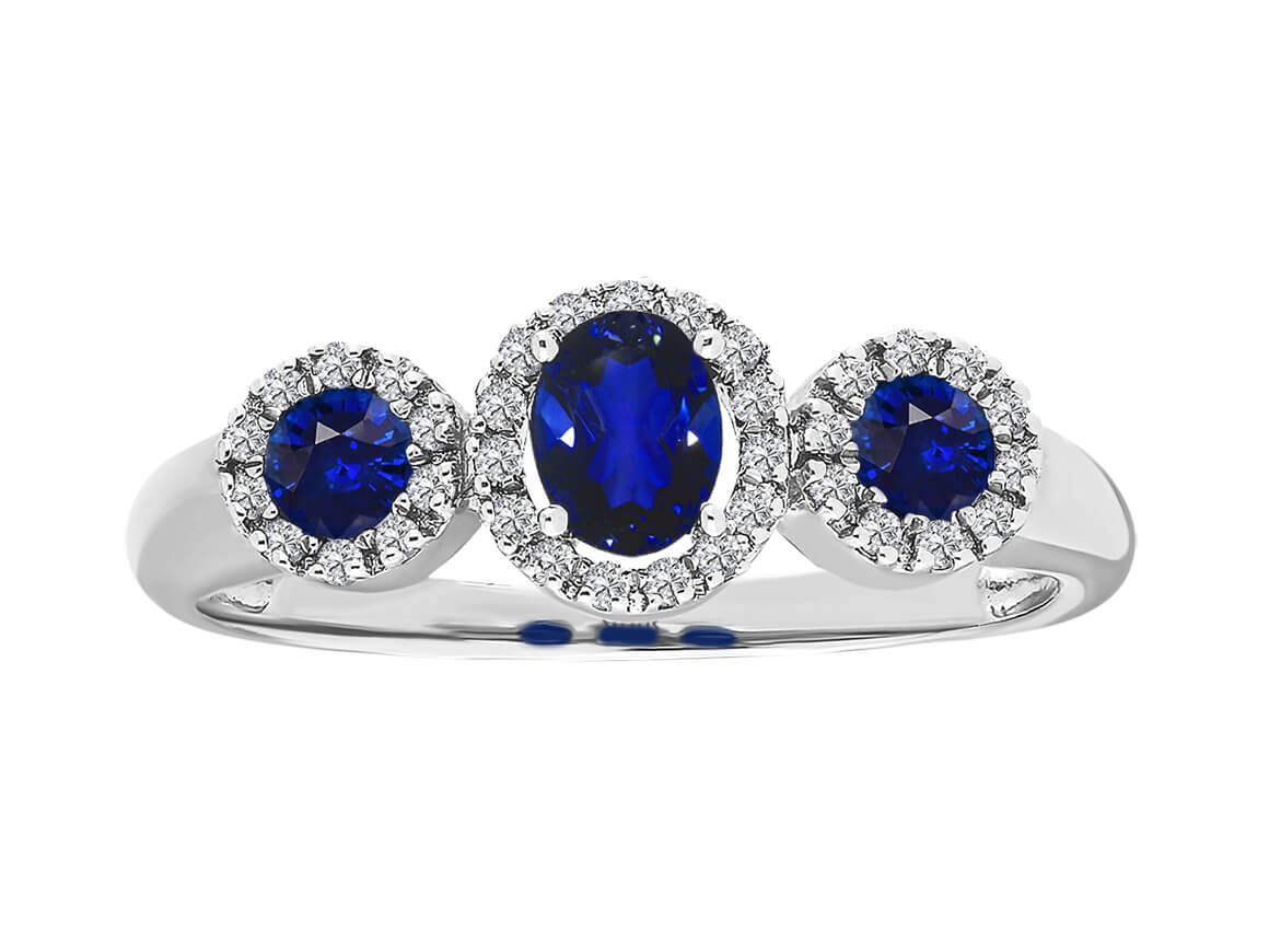 Diamant und Saphir Tria Damenring - handgefertigter Diamantschmuck aus Feingold | Sirius Diamant