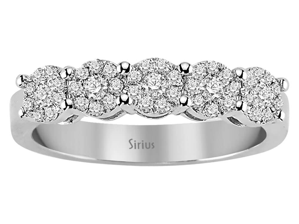 1,50 Carat Diamant Effekt 5 Diamanten Allianz in 333 er 8 Karat Weißgold - handgefertigter Diamantschmuck aus Feingold | Sirius Diamant