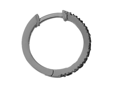 0.18 carat black diamond men's hoop earrings in 585 14 K white gold 