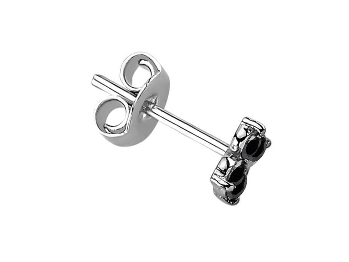0.18 total carat black diamond clover leaf men's earring in 8 K white gold