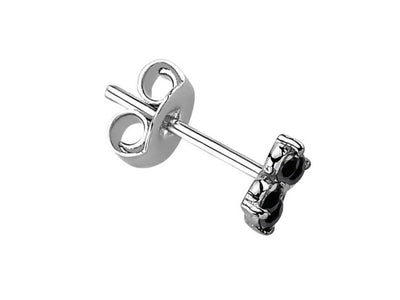 0.18 total carat black diamond clover leaf men's earring in 8 K white gold