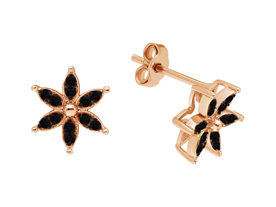 Black Diamond Crocus Flower Earrings