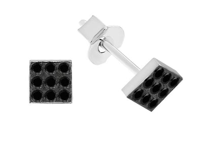 0.70 Carat Black Diamond Square Earrings