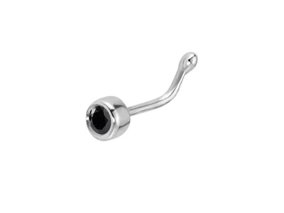 Black diamond nose piercing in 585 14 carat white gold - 7 mm x 2.3 mm