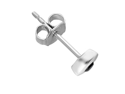 0.07 carat black diamond men's earring in 585 14 K white gold
