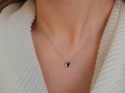 0.28 carat black diamond solitaire necklace