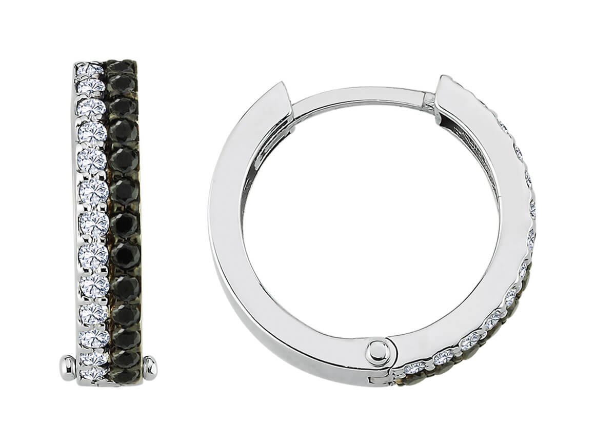 double-row thick hoop earrings in 585 14-carat white gold
