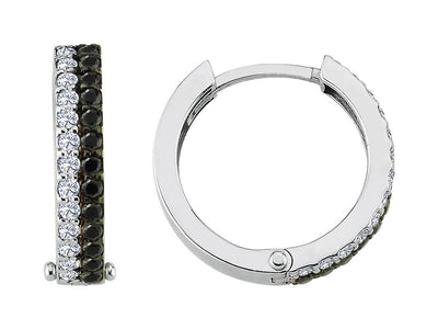 double-row thick hoop earrings in 585 14-carat white gold