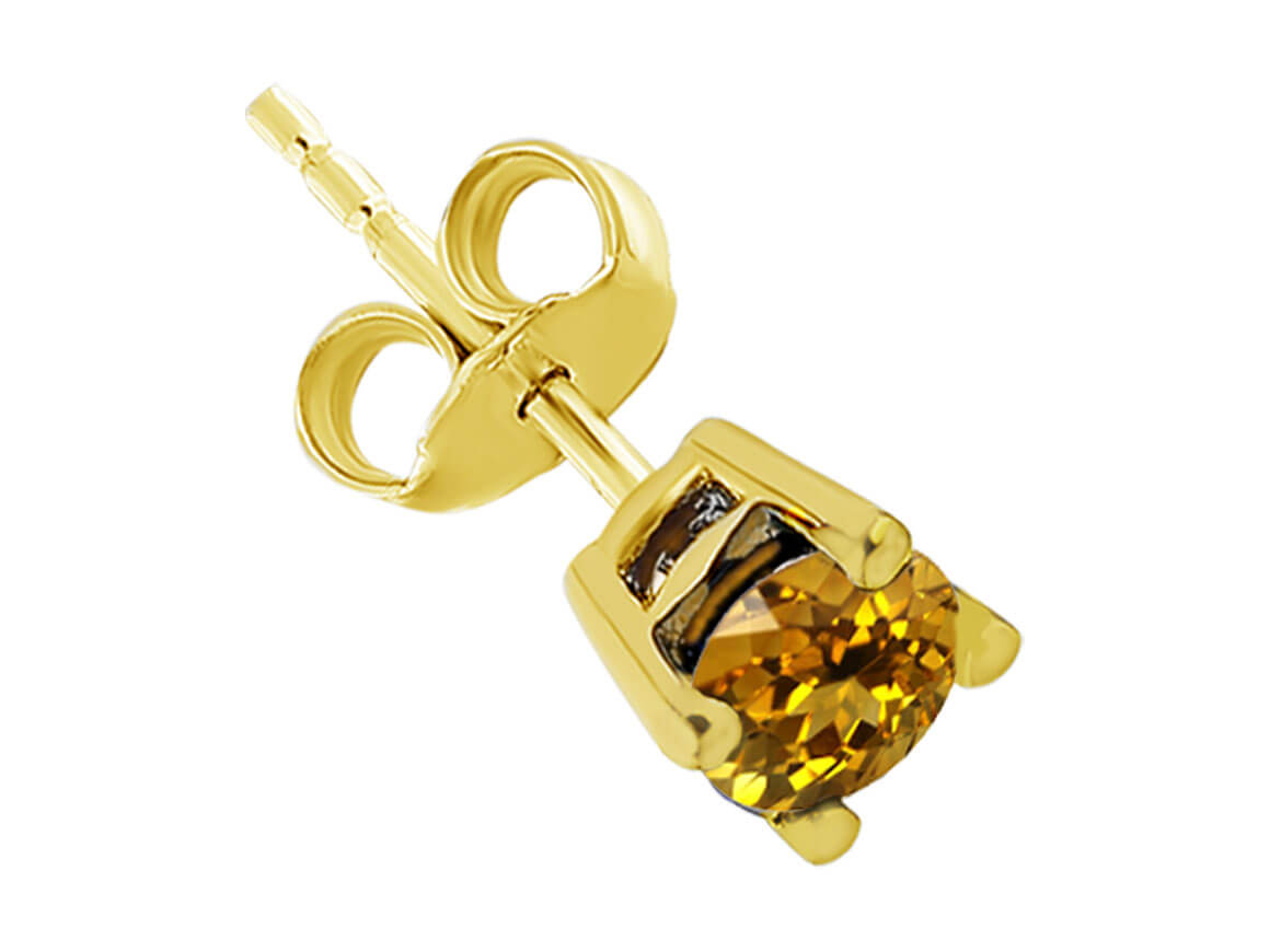 0,25 Carat Citrin Solitär Herrenohrring in 14 K Gelbgold - handgefertigter Diamantschmuck aus Feingold | Sirius Diamant