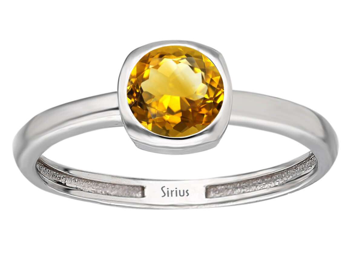 Citrin Solitärring - handgefertigter Diamantschmuck aus Feingold | Sirius Diamant