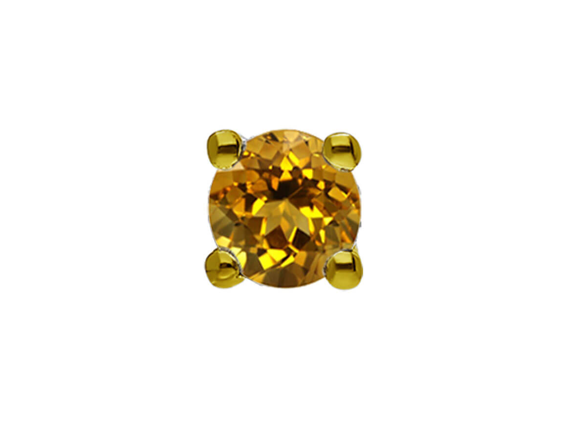 0.25 Carat Citrine Solitaire Men's Earring in 14 K Yellow Gold 