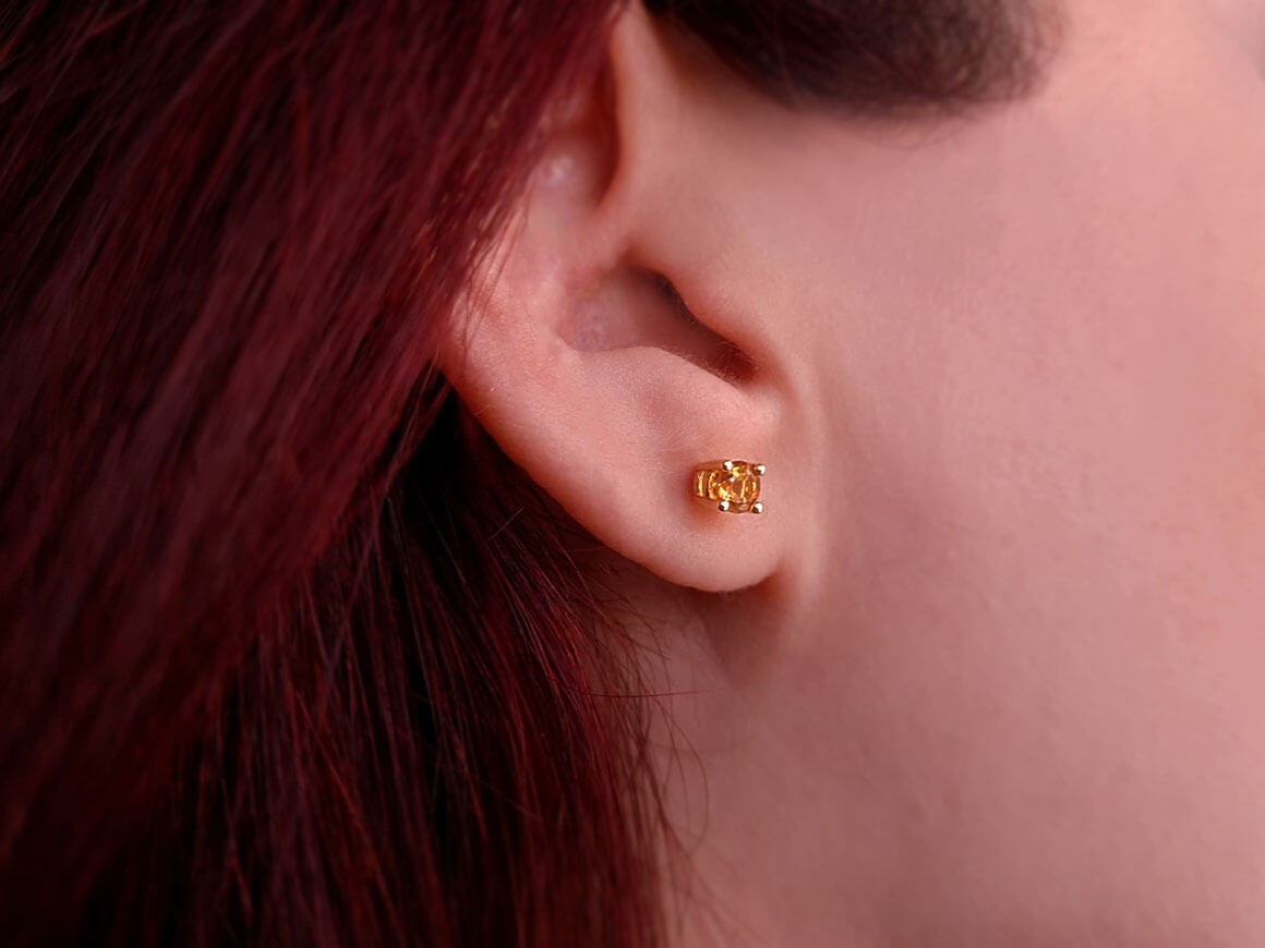 0,50 Carat Citrin Solitär Ohrringe - handgefertigter Diamantschmuck aus Feingold | Sirius Diamant
