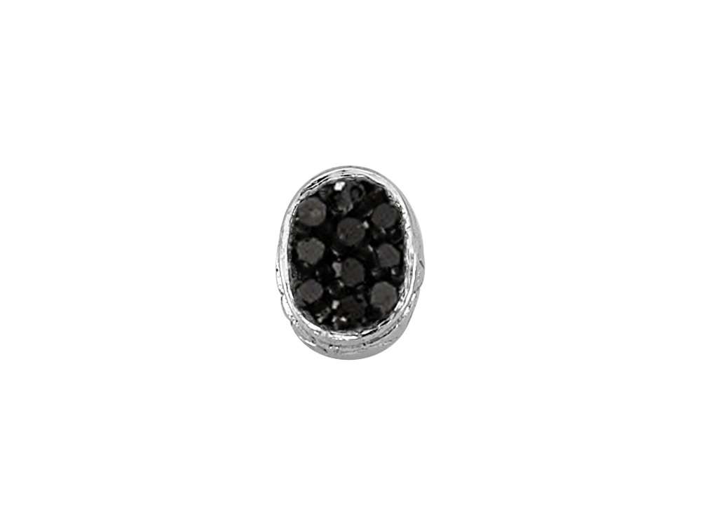 Oval black diamond men's stud earrings in 14 K white gold
