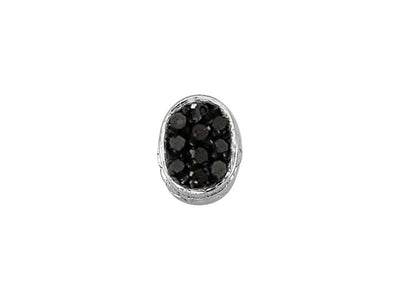 Oval black diamond men's stud earrings in 14 K white gold