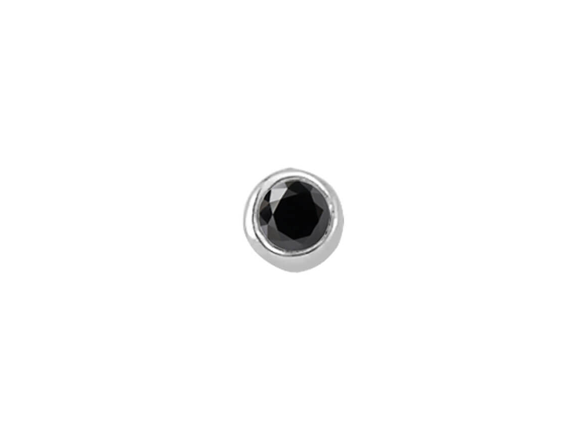 Black diamond nose piercing in 585 14 carat white gold - 7 mm x 2.3 mm