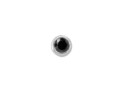 Black diamond nose piercing in 585 14 carat white gold - 7 mm x 2.3 mm