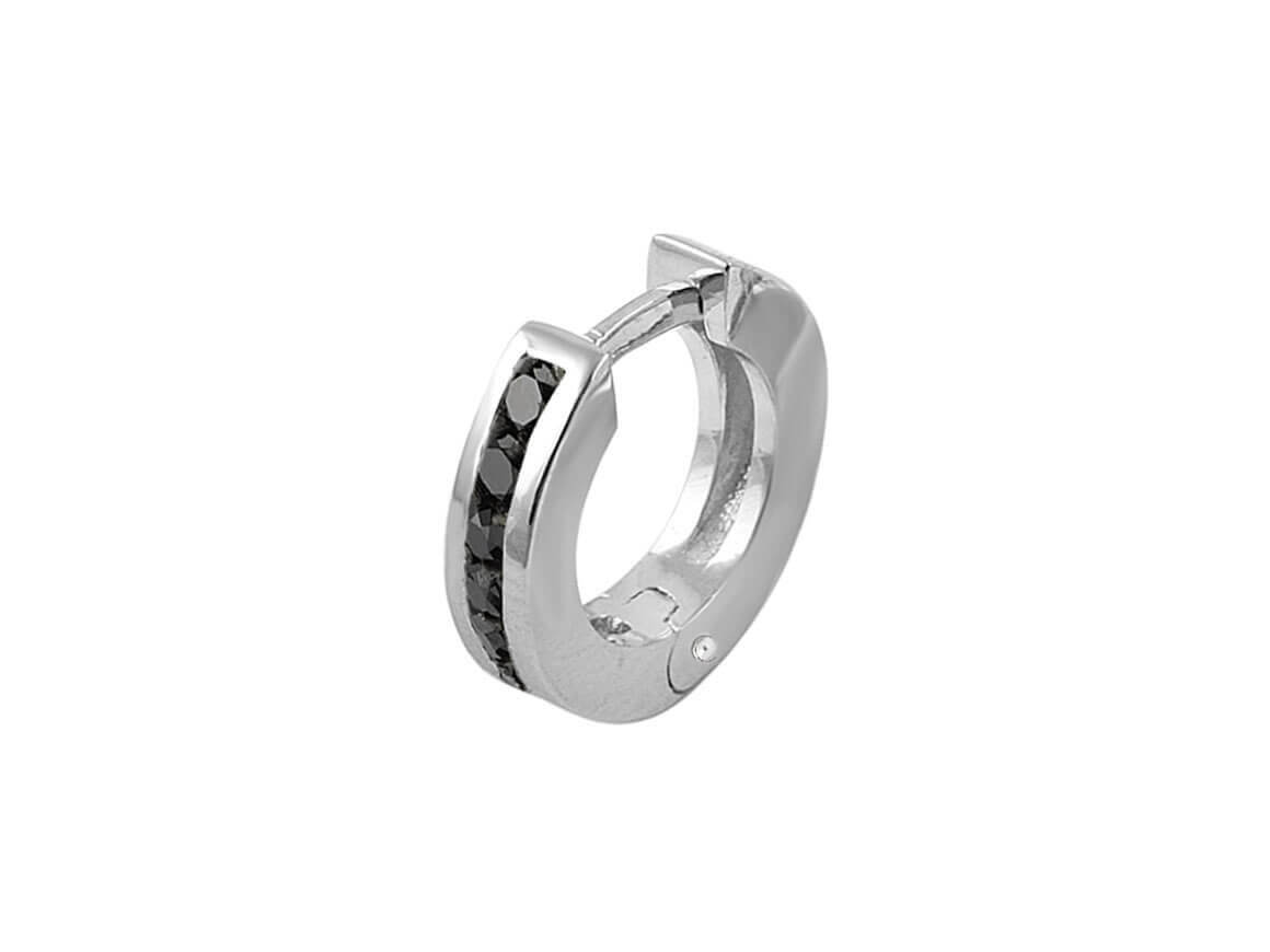 0.13 ct. Black diamond men's hoop earrings in 333 8K white gold