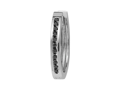0.12 carat black diamond men's hoop earrings in 8K white gold