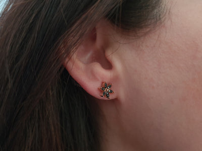 Black Diamond Crocus Flower Earrings