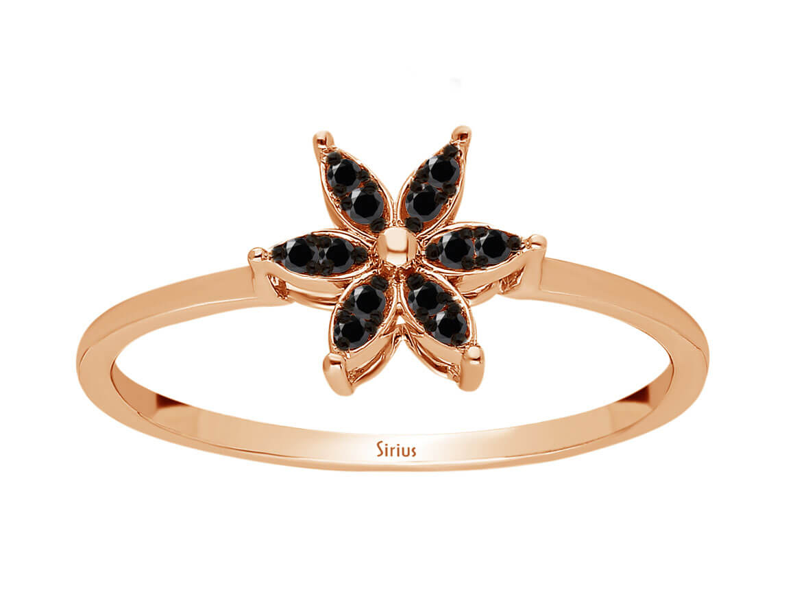 Schwarz Diamant Krokusblüten Ring - handgefertigter Diamantschmuck aus Feingold | Sirius Diamant