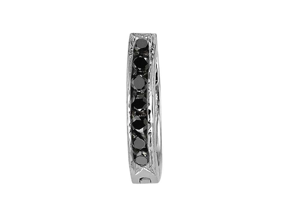 0,06 Karat Schwarzer Diamant Creole Herrenohrring in 333er 8 K Weißgold - handgefertigter Diamantschmuck aus Feingold | Sirius Diamant