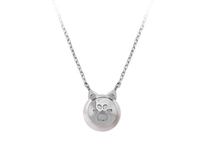 Pearl necklace with black diamonds