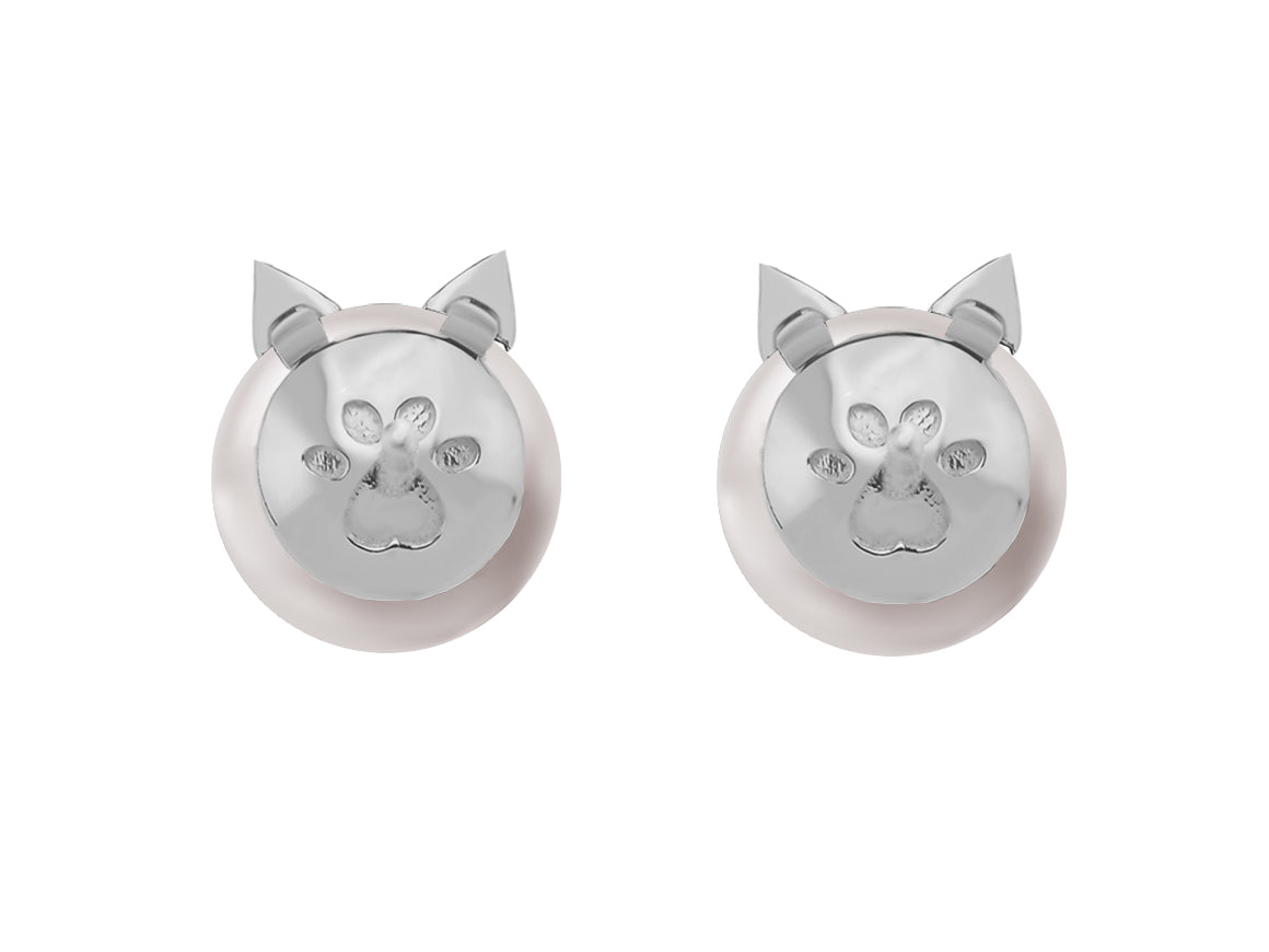 Black Diamond Pearl Cat Earring