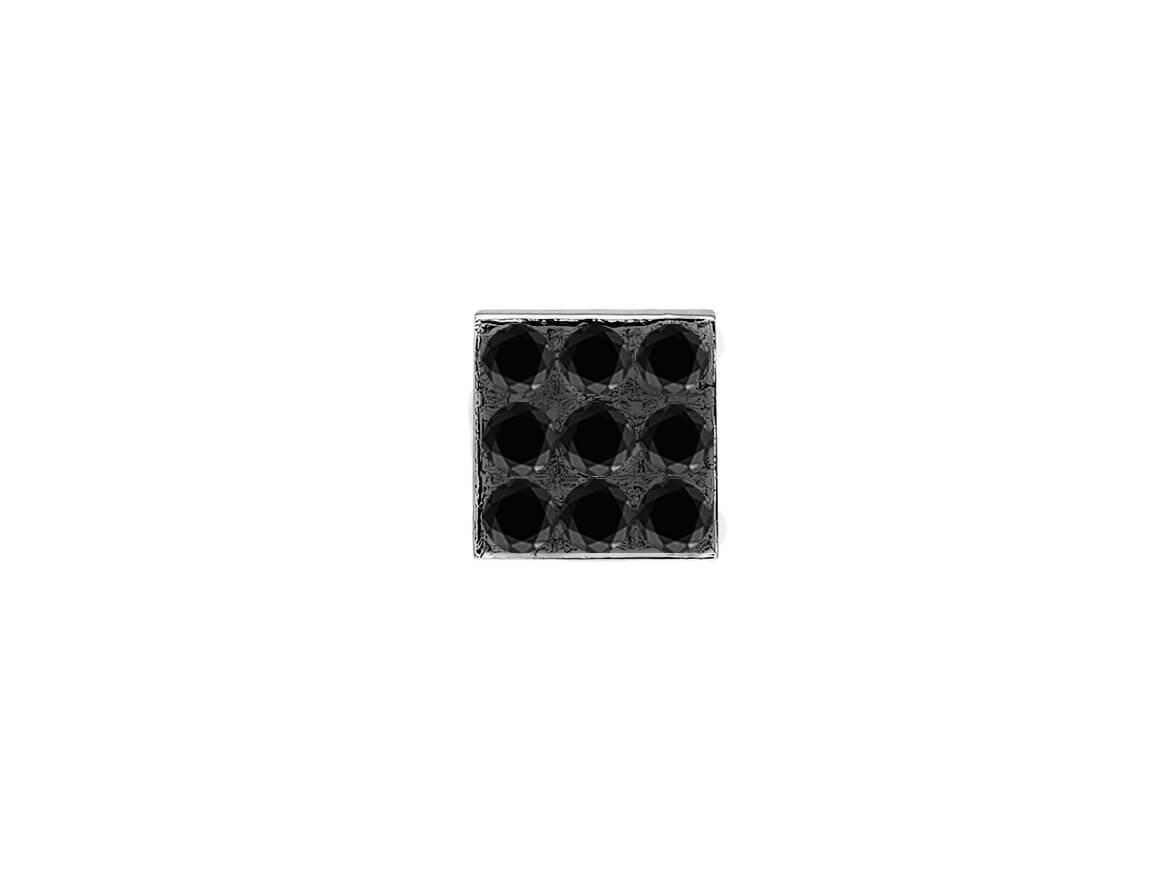 Schwarzer Diamant Quadrat Herrenohrring in 585er 14K Weissgold - handgefertigter Diamantschmuck aus Feingold | Sirius Diamant
