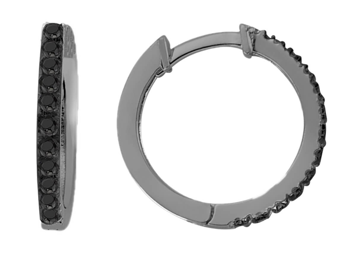 Schwarz Diamant Creolen in 585er 14 Karat Weißgold - handgefertigter Diamantschmuck aus Feingold | Sirius Diamant