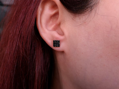 0.70 Carat Black Diamond Square Earrings