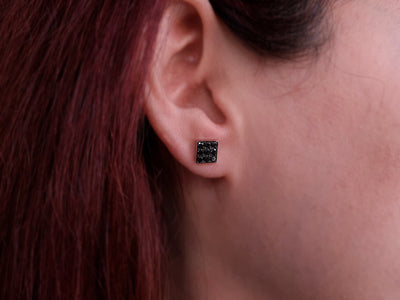 0.70 Carat Black Diamond Square Earrings