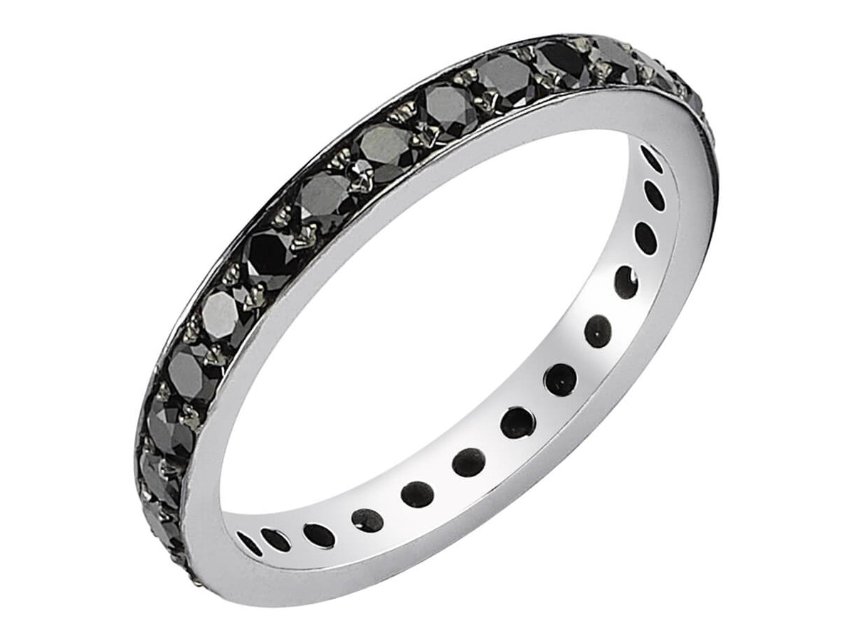 1,33 Karat Schwarzer Diamant rundum Allianz - handgefertigter Diamantschmuck aus Feingold | Sirius Diamant