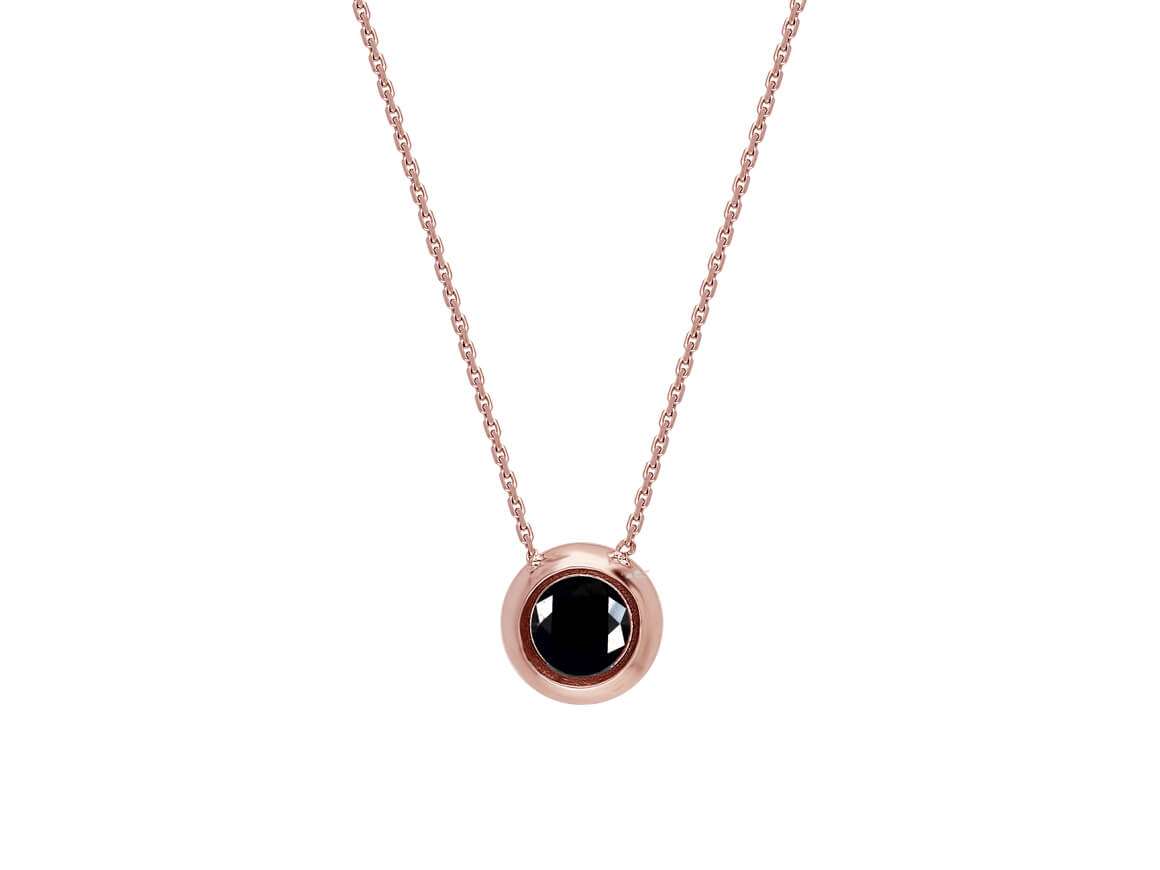 0,22 Karat Schwarzer Diamant Solitärkette - handgefertigter Diamantschmuck aus Feingold | Sirius Diamant