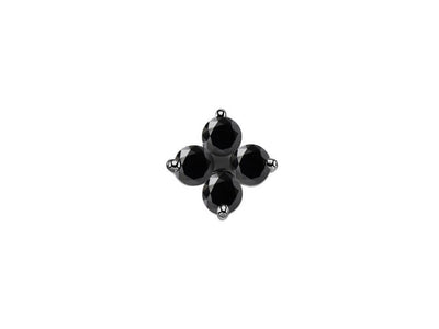 0.18 total carat black diamond clover leaf men's earring in 8 K white gold