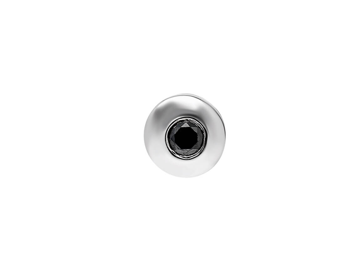 0.07 carat black diamond men's earring in 585 14 K white gold