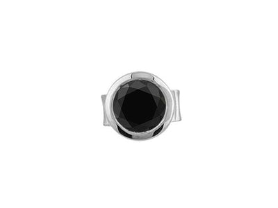 Boucle d'oreille homme en or blanc 14 carats 585 avec diamant noir de 0,25 carat