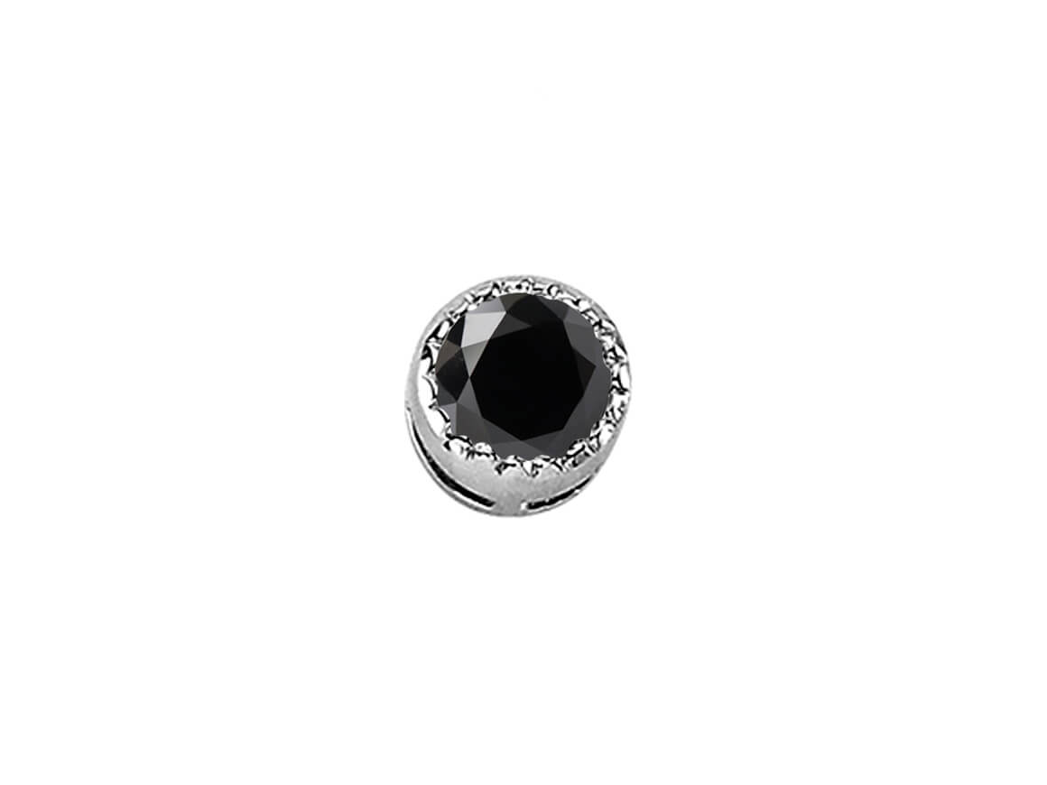 0.16 Carat Black Diamond Solitaire Men's Earring in 14 K White Gold