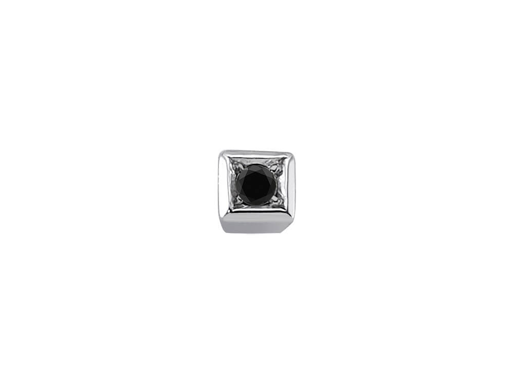 0.02 carat black diamond men's earring in 585 14 carat white gold