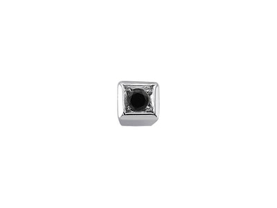 0.02 carat black diamond men's earring in 585 14 carat white gold