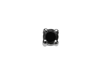 0.12 carat black diamond solitaire men's earring in 14K white gold