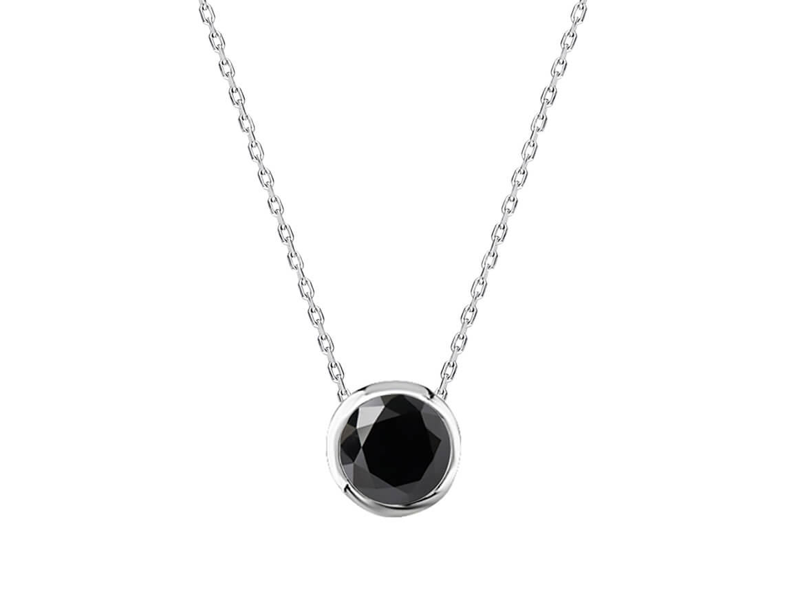 0,28 Karat Schwarzer Diamant Solitaire Collier - handgefertigter Diamantschmuck aus Feingold | Sirius Diamant