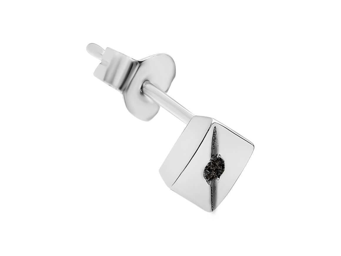 0.02 carat black diamond solitaire men's earring