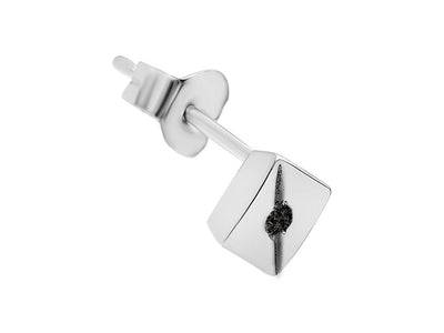 0.02 carat black diamond solitaire men's earring