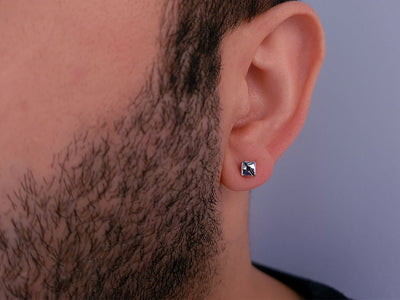 0.02 carat black diamond solitaire men's earring