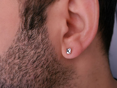 0.02 carat black diamond solitaire men's earring