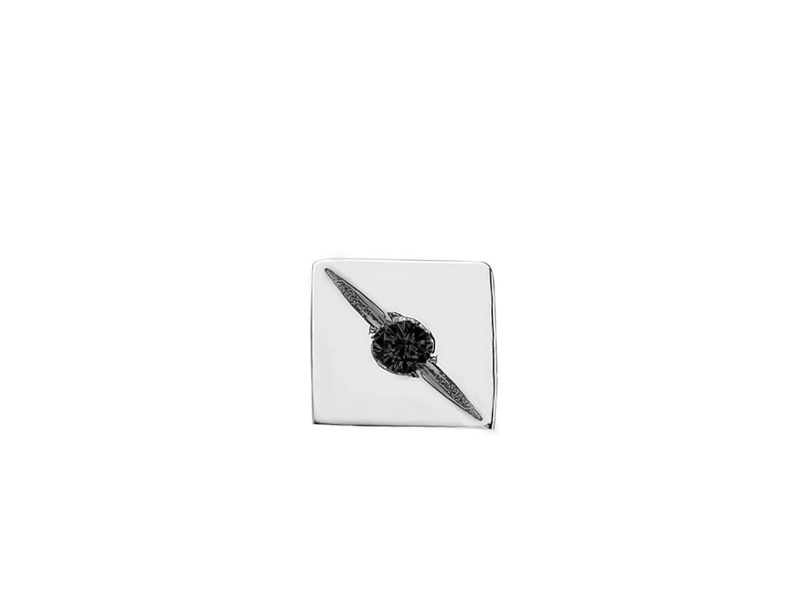 0.02 carat black diamond solitaire men's earring