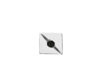 0.02 carat black diamond solitaire men's earring