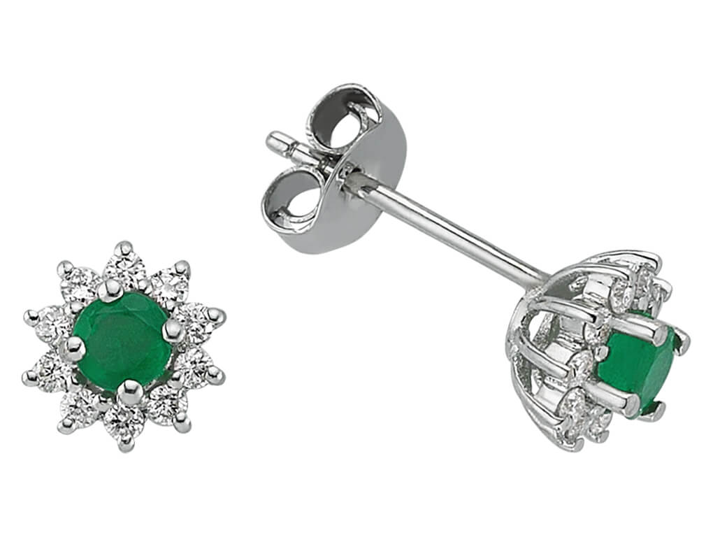 Diamond and emerald earrings